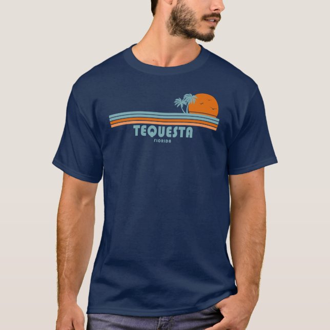 Tequesta Florida Sun Palm Trees T-Shirt (Front)