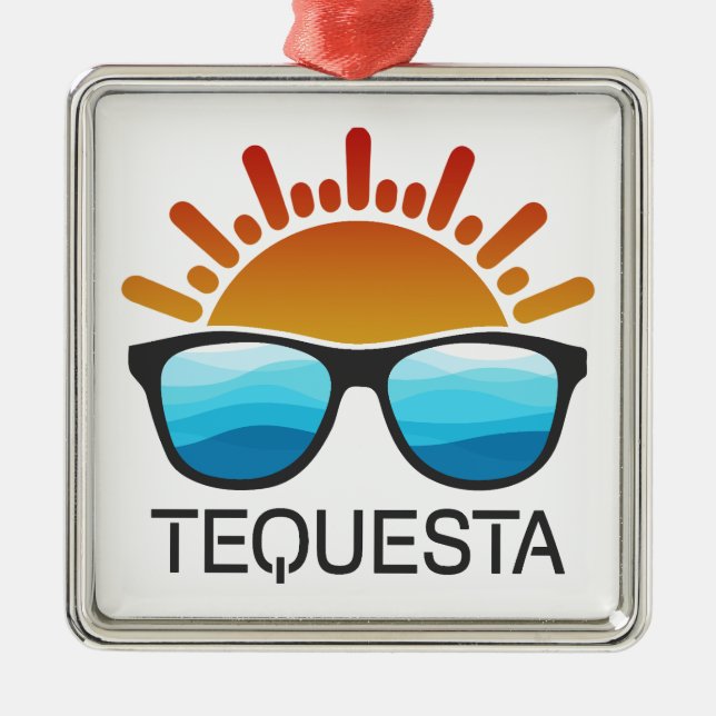 Tequesta Florida Sunglasses Metal Ornament (Front)