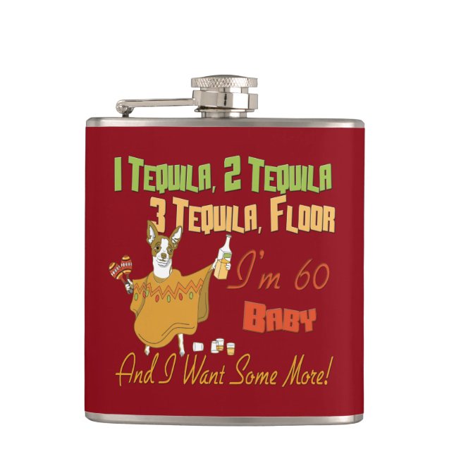 Tequila 60th Birthday Party Collection Hip Flask (Front)