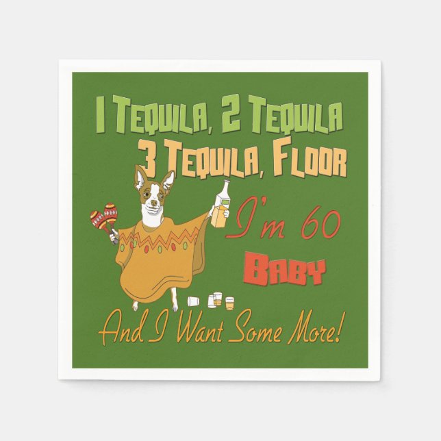 Tequila 60th Birthday Party Collection Paper Napkins (Front)