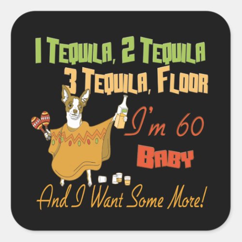 Tequila 60th Birthday Party Collection Square Sticker
