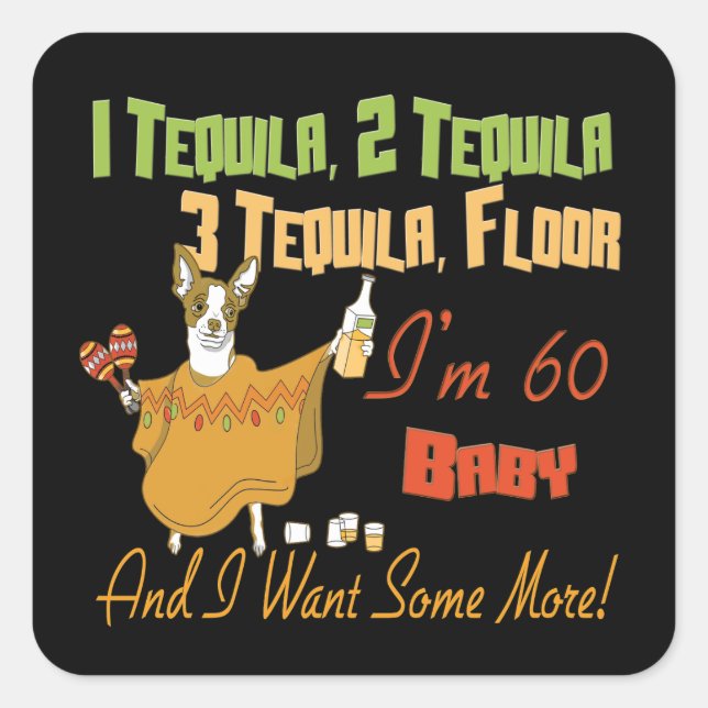 Tequila 60th Birthday Party Collection Square Sticker (Front)