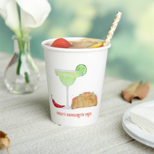 Tequila and Tacos Margarita Bachelorette Fiesta Paper Cups