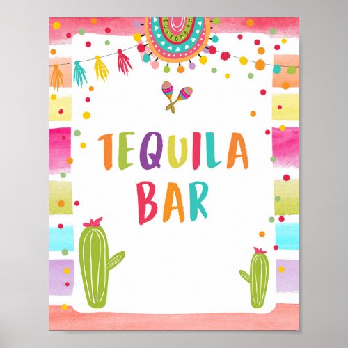 Tequila Bar Fiesta Drinks Cactus Table Sign