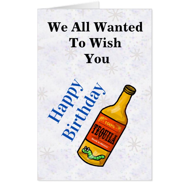 Tequila Bottle with Worm Large Funny Birthday Card (Front)