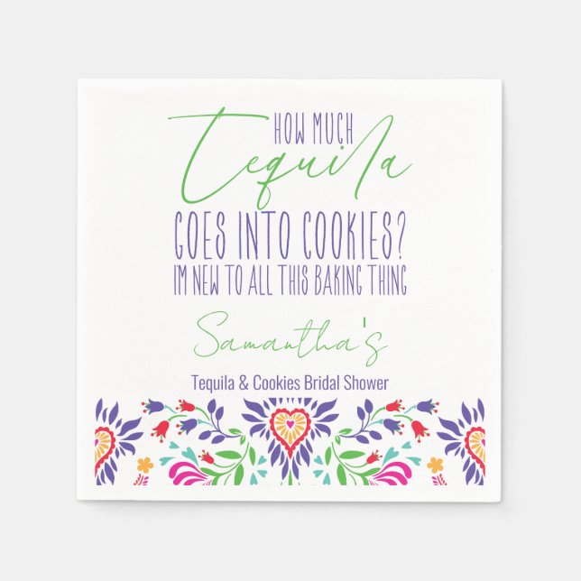 Tequila & Cookies Baking Class Bridal Shower Party Napkins (Front)