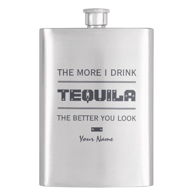 TEQUILA custom monogram flask (Front)