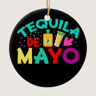 Tequila De Mayo Men Women Kids Mexican Heart Ceramic Ornament