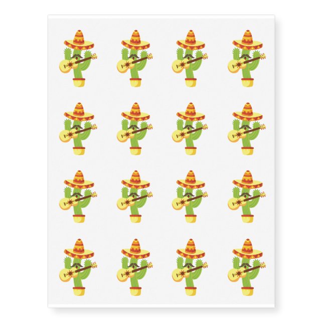 Tequila Fiesta Cinco De Mayo Funny Temporary Tattoos (Front)