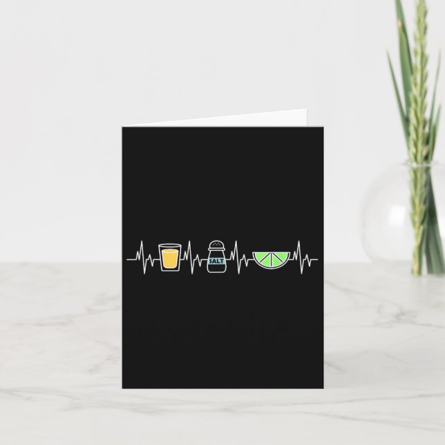 Tequila Lime Salt Heartbeat Funny Cinco De Mayo Fi Card (Front)