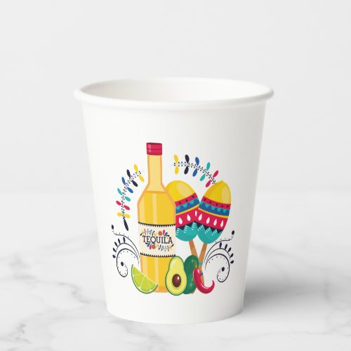 Tequila Maracas Mexican Folk Art Paper Cups