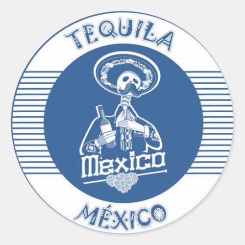 TEQUILA MXICO BLUE CLASSIC ROUND STICKER