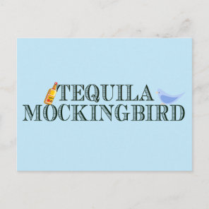 Tequila Mockingbird Funny Book Lover Pun Blue Postcard