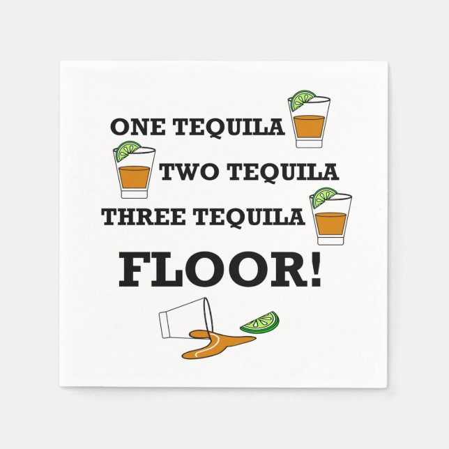 Tequila Shot Glass With Lime Wedge Cocktail Napkins (Front)