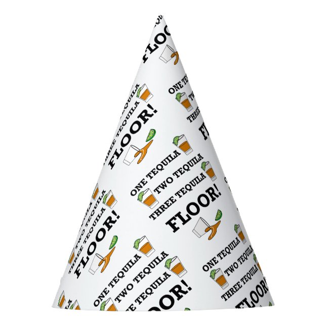 Tequila Shot Glass With Lime Wedge Cocktail Party Hat (Front)