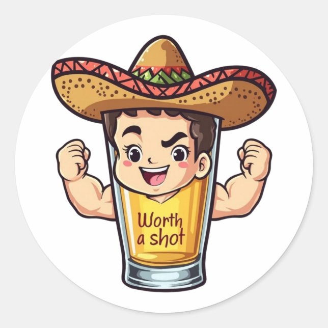 Tequila Shot Worth A Shot Sticker - Funny Drink (Front)