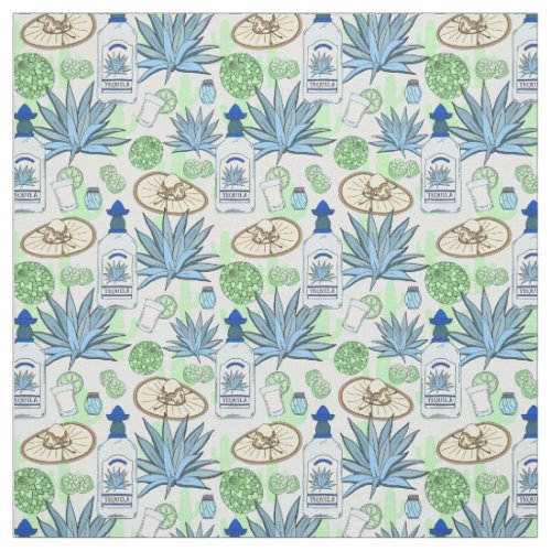 Tequila Shots and Blue Agave Patterned Fabric