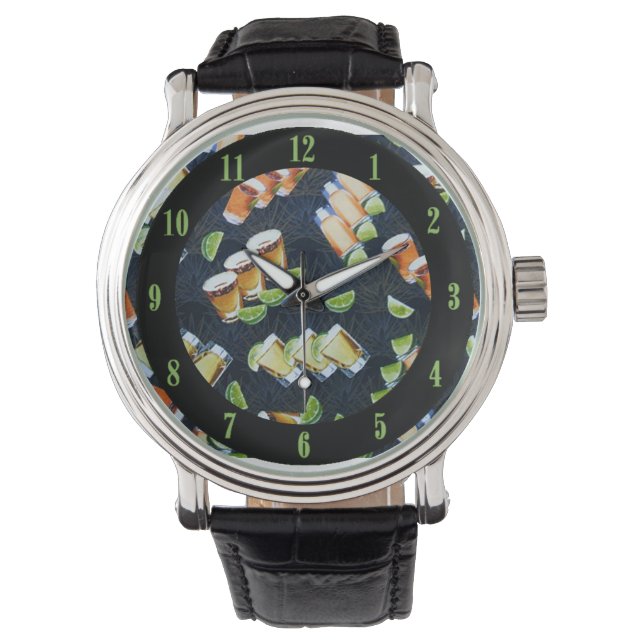Tequila Shots and Lime Wedges Wrist Watch (Front)
