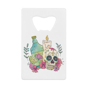 Tequila Sugar Skull Credit Card Bottle Opener