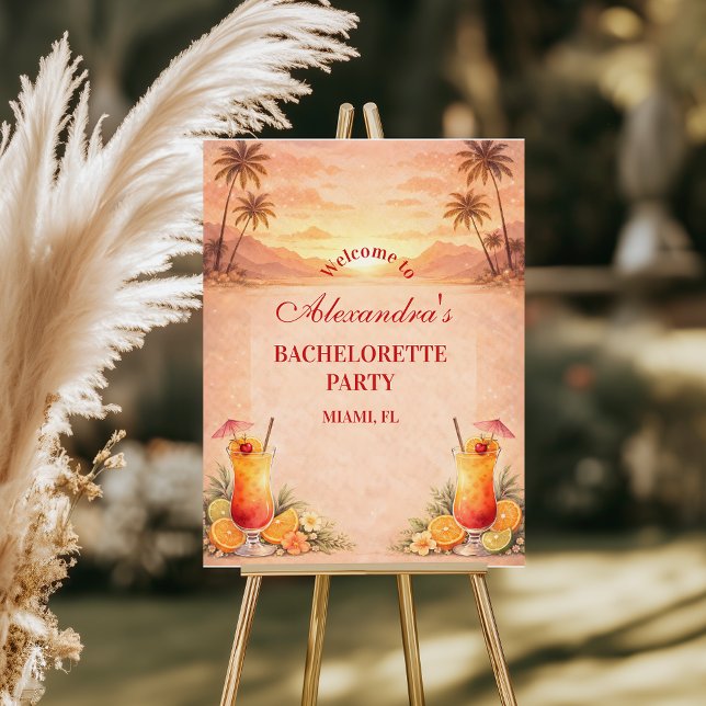 Tequila Sunrise Beach Getaway Bachelorette Party Foam Board (Creator Uploaded)