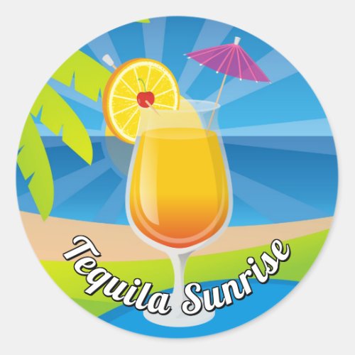 Tequila Sunrise Classic Round Sticker