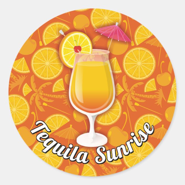 Tequila sunrise classic round sticker (Front)