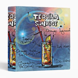 Tequila Sunrise Cocktail (#7 /12 Drink Recipe Set) 3 Ring Binder