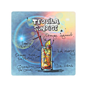 Tequila Sunrise Cocktail (#7 /12 Drink Recipe Set) Metal Print