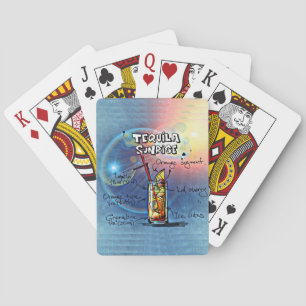 Tequila Sunrise Cocktail (#7 /12 Drink Recipe Set) Poker Cards