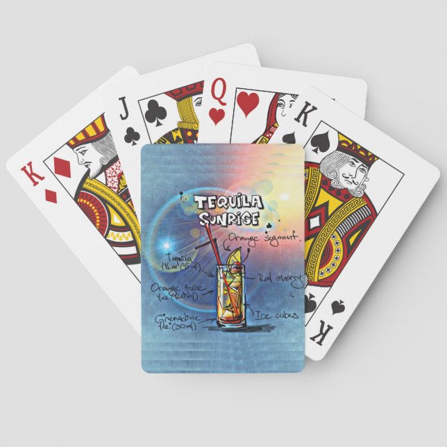 Tequila Sunrise Cocktail (#7 /12 Drink Recipe Set) Poker Cards (Back)
