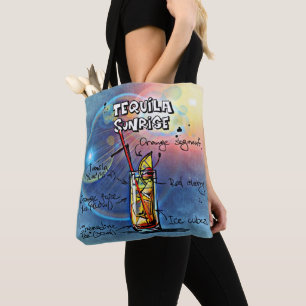 Tequila Sunrise Cocktail (#7 /12 Drink Recipe Set) Tote Bag
