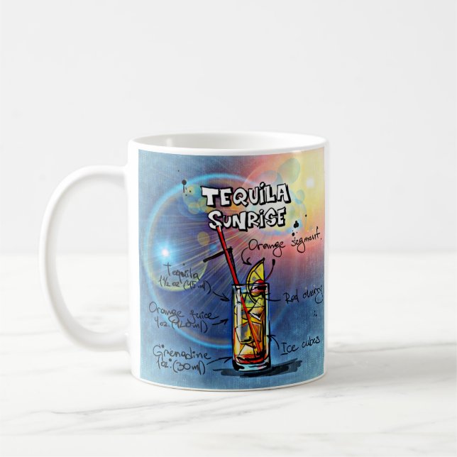 Tequila Sunrise Cocktail #7 Set of 12 Drink Recipe Coffee Mug (Left)