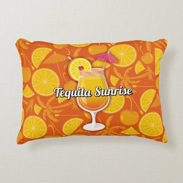 Tequila Sunrise Cocktail Decorative Pillow (Front)