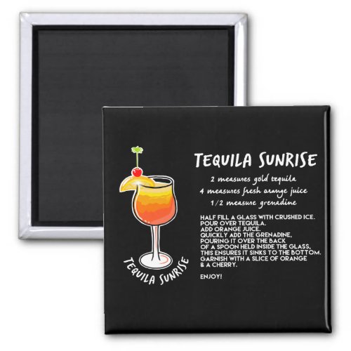 Tequila Sunrise Cocktail Drinks Alcohol Gift Magnet