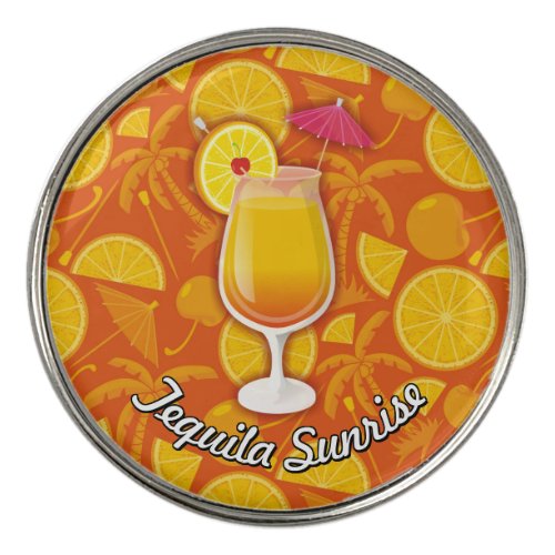 Tequila Sunrise Cocktail Golf Ball Marker