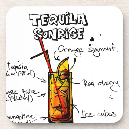 Tequila Sunrise Cocktail Recipe Coaster