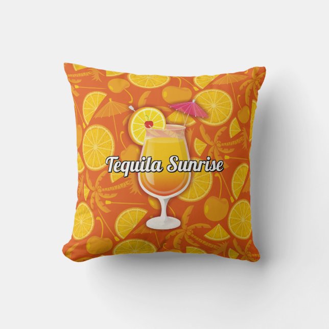 Tequila Sunrise Cocktail Throw Pillow (Front)