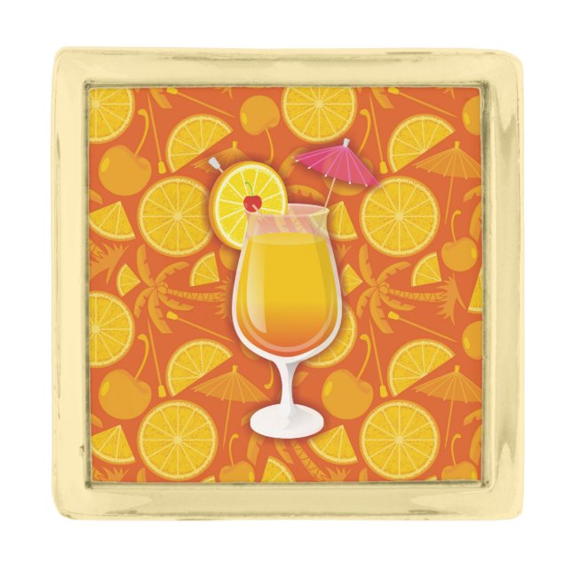 Tequila sunrise gold finish lapel pin (Front)
