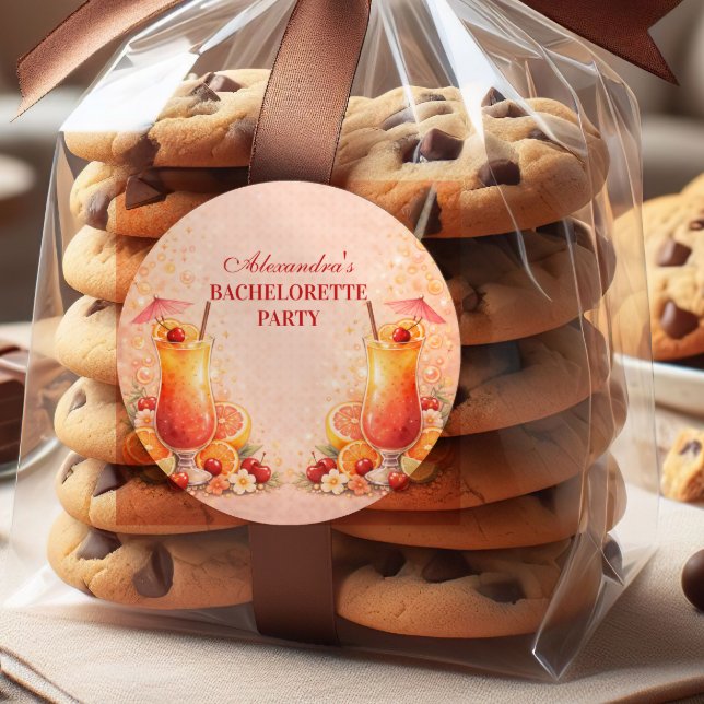 Tequila Sunrise Miami Weekend Bachelorette Party Classic Round Sticker (Creator Uploaded)