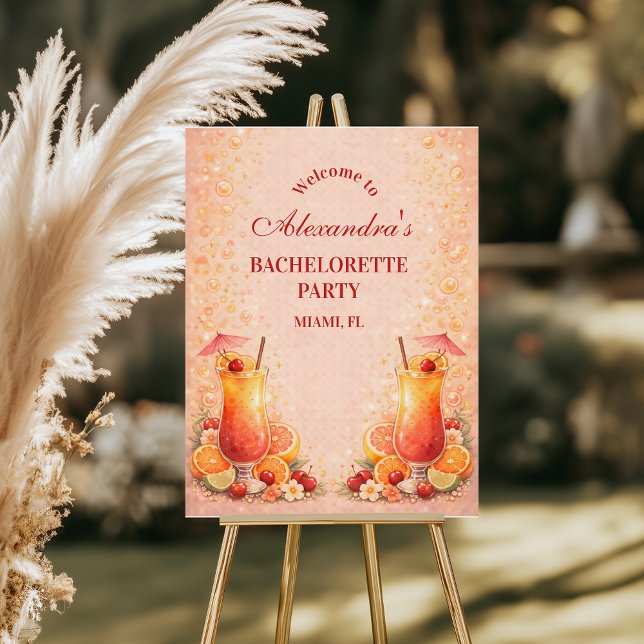 Tequila Sunrise Miami Weekend Bachelorette Party Foam Board (Creator Uploaded)