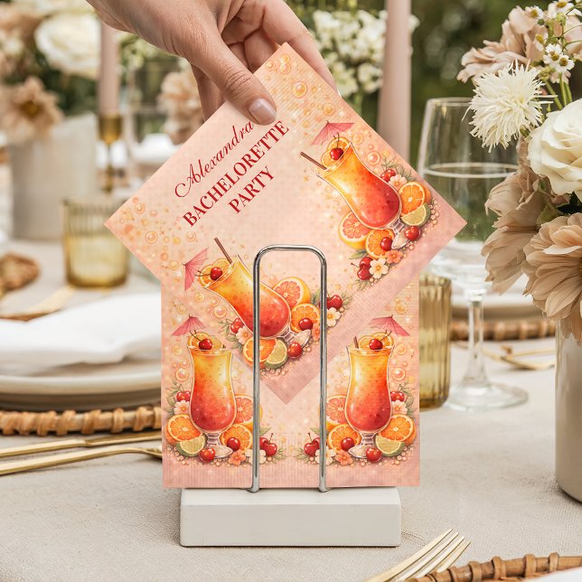 Tequila Sunrise Miami Weekend Bachelorette Party Napkins (Creator Uploaded)