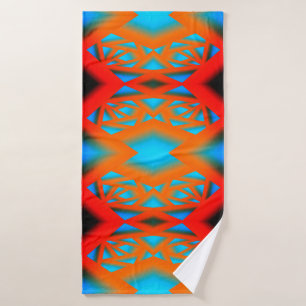 Tequila Sunrise Ombre Geometric Abstract Art Bath Towel