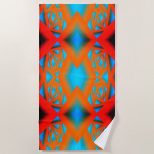 Tequila Sunrise Ombre Geometric Abstract Art Beach Towel