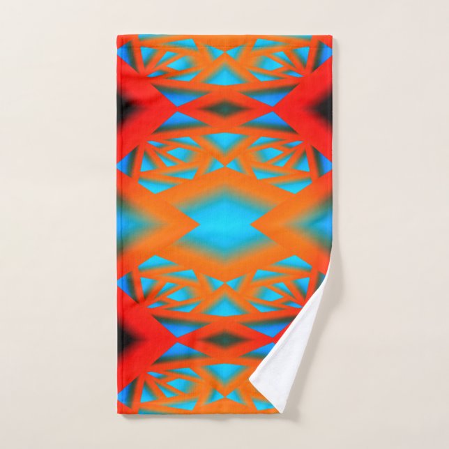 Tequila Sunrise Ombre Geometric Abstract Art  Hand Towel (Hand Towel)