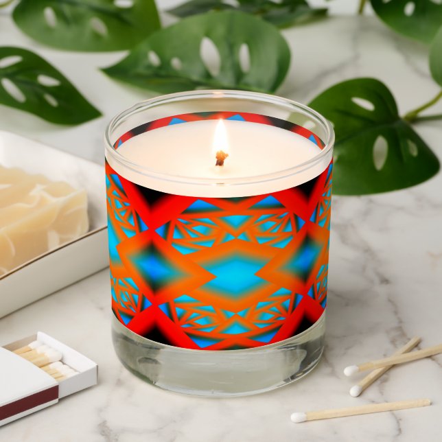 Tequila Sunrise Ombre Geometric Abstract Art Scented Candle (Lit)