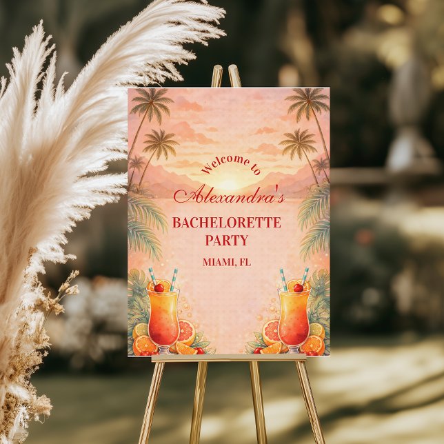 Tequila Sunrise Palm Paradise Bachelorette Party Foam Board (Creator Uploaded)