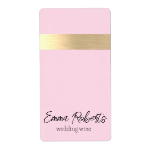 Tequila Sunrise Pink Gold Foil Rustic Faux  Label