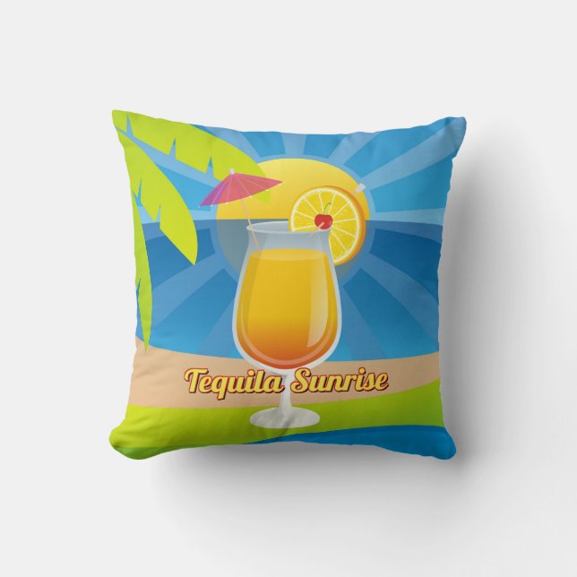 Tequila Sunrise Recipe Throw Pillow (Front)