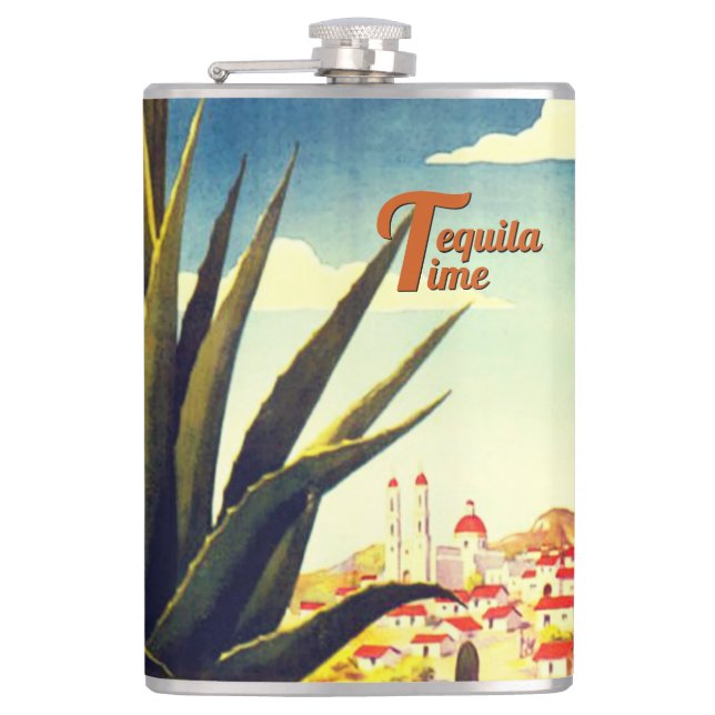 Tequila Time (customizable) Flask (Front)