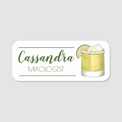 Tequila Time Margarita Mixed Drink Cocktail Name Tag
